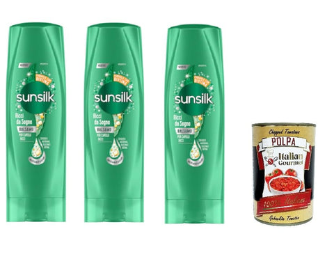 3 x Sunsilk, Balsamo Ricci Da Sogno Balm 200 ml + Italian Gourmet Polpa 400 g