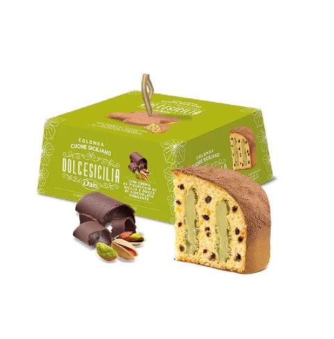 Dais Colomba Cuore Siciliano farcita con crema al pistacchio e gocce di cioccolato filled with pistachio cream and chocolate chips 750gr