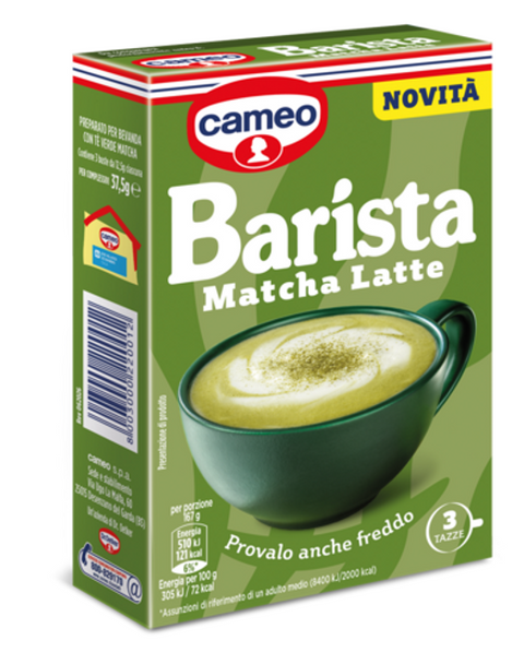 3x Cameo Ciobar Barista Matcha-Latte Matcha green tea drink mix 37.5g + Italian gourmet polpa 400g