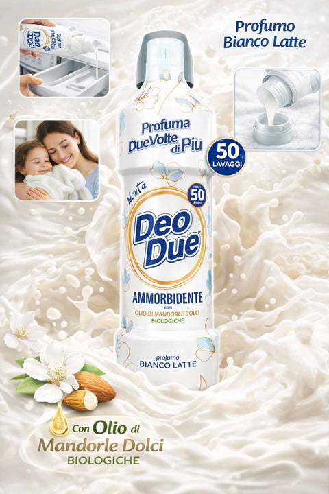 3x Deo Due – Ammorbidente essenza di Bianco Latte, Fabric softener 1L