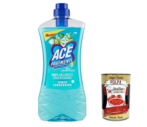 Ace Pavimenti Igienizzante Talco e Muschio Bianco Floor Cleaner, Talc and White Musk 1 Litre + Italian Gourmet Polpa 400 g Pack of 3