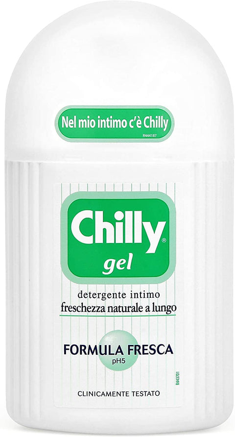 12 x Chilly Gel Intimate Cleansing Gel Cleaner for Intimate Hygiene with Natural Menthol Clinically Tested Natural Freshness pH 5 200 ml + Italian Gourmet Polpa 400 g