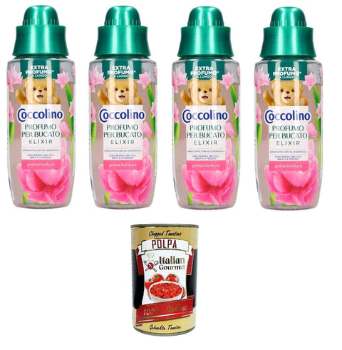 Coccolino Profumatore Bucato Prima Fioritura Laundry Perfume Before Bloom 4 x 342 ml + Italian Gourmet Polpa 400 g