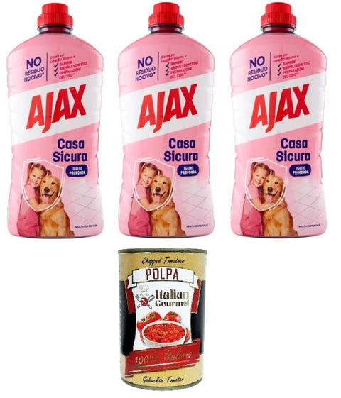 Ajax Casa Sicura Deep Hygiene Floor Cleaner 3 x 950 ml + Italian Gourmet Polpa di Pomodoro