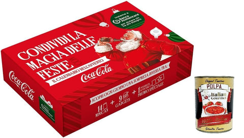 Coca-Cola Advent Calendar 2025 - Gift Box with 14 Mini Tins & 9 Exclusive Christmas Gadgets - Limited Edition for Real Coca-Cola Fans + Italian Gourmet Polpa