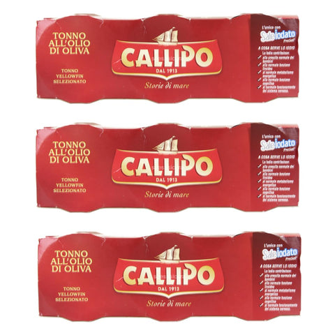 3 x Callipo Tonno all'olio d'oliva, yellowfin tuna in olive oil, Italian premium quality, 3 x 70 g