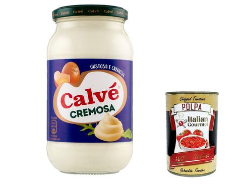 12x Calve Calvè Cremosa Mayonnaise Mayo Classic Fryer Sauce Sauce Glass 439 ml + Italian Gourmet Polpa 400 g