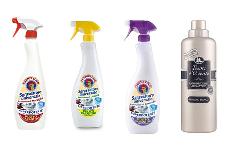 Tesori d'Oriente Ammorbidente Fabric Softener White Musk (1 x 750 ml) - ChanteClair Sgrassatore Universal Degreaser (3 x 625 ml)