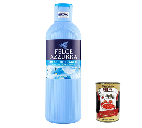 12x Felce Azzurra Bagnodoccia Muschio Bianco Body Wash Musk White with 650 ml + Italian GOurmet Polpa 400 g