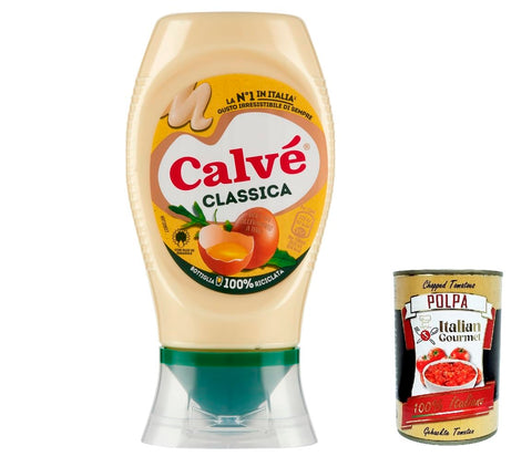 3 x Calvé Classic Mayonnaise, 250 ml, with Sunflower Seed Oil, Ideal for Sandwiches and Canapés, No Preservatives and Sugar, Gluten-Free, Vegetarian + Italian Gourmet Polpa 400 g