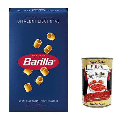 10x Pasta Ditaloni lisci No. 46 Italian Noodles 500 g Pack + Italian Gourmet Polpa 400 g