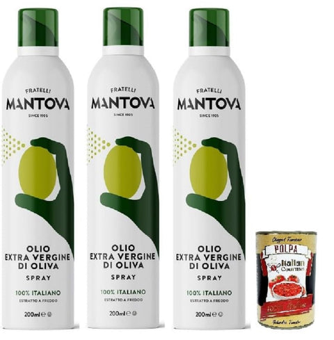 SPRAYLEGGERO 100% Italian Extra Virgin Olive Oil, Cold Pressed 3 x 200 ml - Thanks to the Practical Spray Bottle, You Can Save up to 90% of Oil + Italian Gourmet Polpa 400 g
