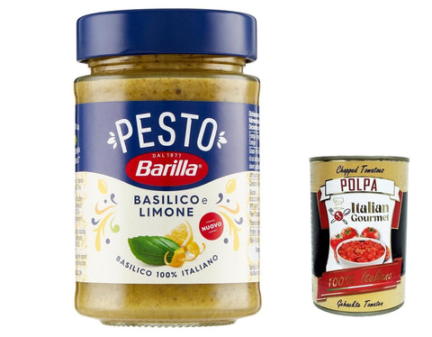 6 x Pesto Basilico e Limone 190 g, Gluten-Free Italian Pasta Sauce with a Note of Lime/Lemon and Basil, Pasta Sauce, Green Pesto + Italian Gourmet Polpa 40 g