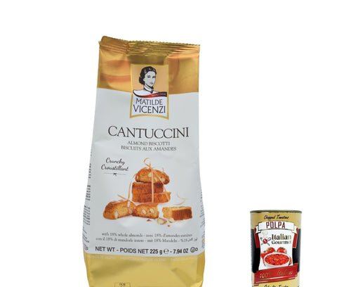 12 x Matilde Vicenzi Cantuccini Almond Biscotti, Timeless Classic Italian Authentic Bite Size Biscuits with Real Whole Almonds 225G