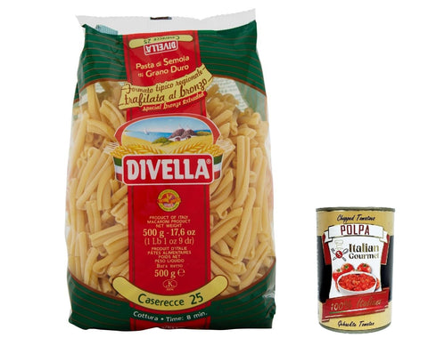 10 x Divella Pasta Specialita' 100% Italian Casarecce 25, pasta 500 g + Italian Gourmet polpa 400 g