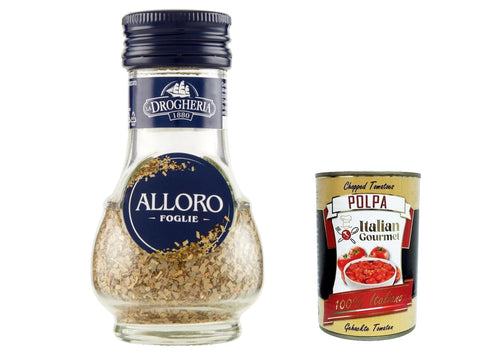 3 x La drogeria 1980, Alloro foglie, bay leaves 18 g + Italian gourmet polpa 400 g