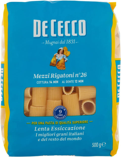 10x Pasta De Cecco 100% Italian Mezzi Rigatoni N°26 Pasta 500g + Italian Gourmet Polpa 400g