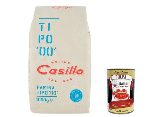 Selezione Casillo Farina per Pizza Tipo '00', Wheat Flour Pizza Napoli Pizza Flour 1 kg + Italian Gourmet Polpa 400 g, Pack of 12