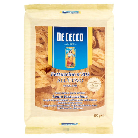 De Cecco Fettuccine Pasta All'uovo Pasta with Egg No. 303 500 g + Italian Gourmet Polpa 500 g, Pack of 10