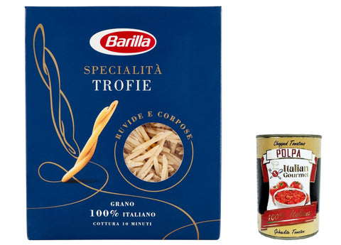 5x Pasta Specialità Trofie Liguri, 100% Italian Pasta, 500 g Pack + Italian Gourmet Polpa 400 g