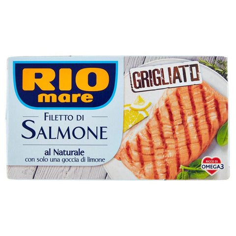 Rio Mare Filetto di Salmone Grigliato al Naturale con una goccia di limone Grilled Salmon Fillet with a Drop of Lemon 125g Rich in Omega 3