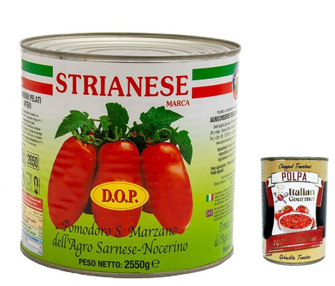 3 x Strianese Peeled San Marzano Tomatoes 3 kg Whole + Italian Gourmet Polpa 400 g