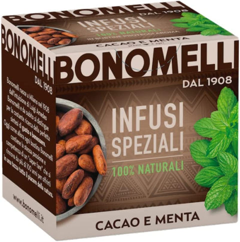 Bonomelli Infusi Speziali Cacao e Menta Infusion of Cocoa and Mint Pack of 10 Filters 100% Natural Ingredients