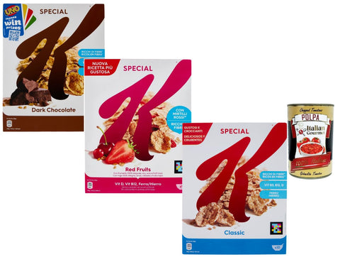 Special K Mix Pack 3 Varieties 3 x 290 g Breakfast Cereals Dark Chocolate Red Fruits Classic Fibre-Rich Vitamins Iron Crispy Enjoyment + Italian Gourmet Polpa