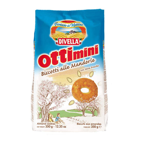 Divella Ottimini Biscotti All Mandorle Shortbread Biscuits with Chopped Almonds 350 g Biscuits Cookies Italian Biscuits