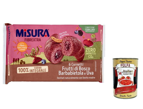 3 x Misura fibrextra cornetti croissant berries, beetroot and grapes, 100% whole grain flour, 308 g + Italian gourmet polpa 400 g