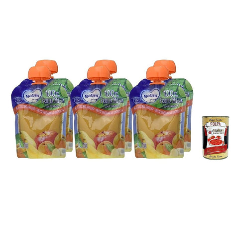 Mellin Pouch Frutta Mista 90 g, Mixed Fruit Puree 6 x 90 g + Italian Gourmet Polpa 400 g