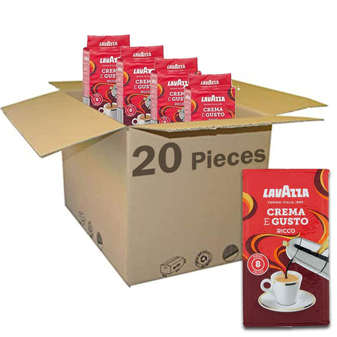 Lavazza 20 Cream E Gusto Gusto Ricco Italian Ground Coffee Espresso 250g