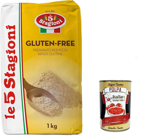 10 x 5 Stagioni Flour Farina Senza Glutine Glutine Free Gluten Free 1 kg + Italian Gourmet Polpa 400 g