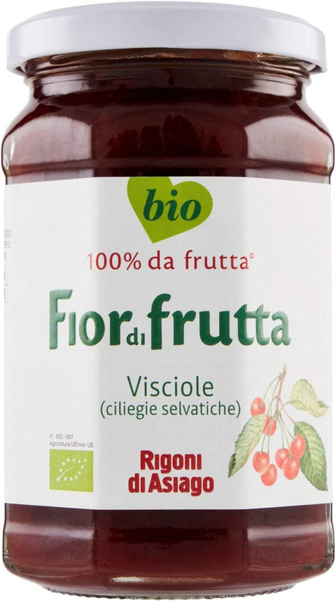 6 x Rigoni Di Asiago Organic Fiordifrutta All Visciole with Cherries, 250 g + Italian Gourmet Polpa 400 g