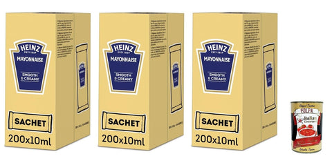 Heinz Mayonnaise, Smooth & Creamy, 200 Portion Bags of 10 ml, Pack of 3 + Italian Gourmet Polpa 400 g