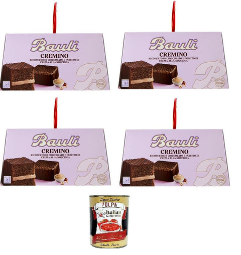 Bauli Dolce Cremino 4 x 750 g - Italian Christmas Cake with Hazelnut Cream, Milk & Dark Chocolate - Made with Natural Lievito Madre+ Italian Gourmet Polpa 400 g