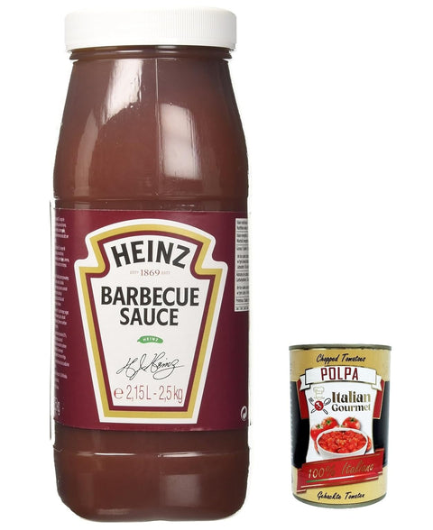 3 x Heinz Salsa Barbecue BBQ Sauce, Sauce with Smoky Flavour, 2.5 kg Squeeze Bottle + Italian Gourmet Polpa di Pomodoro 400 g Tin