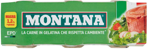 12 x Montana Carne Classica Beef in Aspic Tin 3 x 70 g 100% Italian Meat