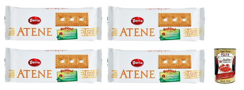 Doria Atene Biscotti Frollini Shortbread Biscuits for Breakfast or Snack, Biscuit 4 x 500 g + Italian Gourmet Polpa 400 g