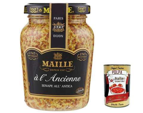3 x Maille Dijon à l Ancienne Old Style Mustard Coarse Mustard 200 g Glass + Italian Gourmet Polpa 400 g