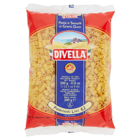 Divella Paternosti Lisci N. 62 Durum Wheat Semolina Pasta Italian Noodles 500 g Pack + Italian Gourmet Polpa di Pomodoro 400 g Tin Pack of 10