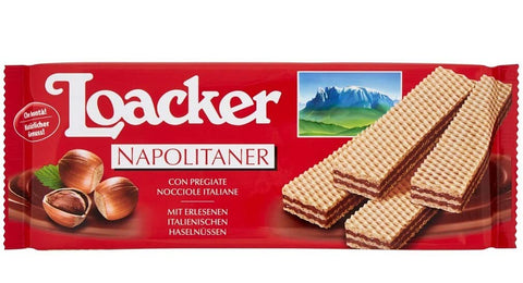 12x Loacker Wafer Napolitan Biscuits Snack Biscuits Waffle with Hazelnut Cream 175 g with Fine Italian Hazelnuts