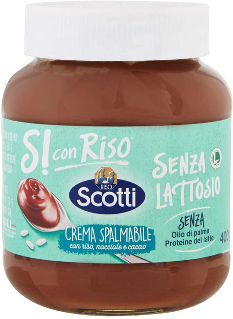 3 x Riso Scotti Si con Riso - Spreading Cream with Rice, Hazelnuts and Cocoa - Lactose Free, Gluten-Free, Palm Oil-Free Chocolate Creams 400 g