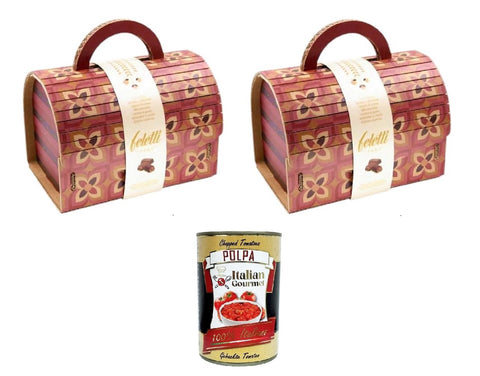 Feletti Cioccolatini Scatola Regalo Bauletto Kelly Chocolates Gift Box Kelly Trunk 2 x 300 g + Italian Gourmet Polpa 400 g