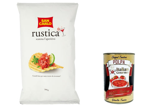 3 x San Carlo Rustica Chips, Patatine Potato Chips, Salted 300 g Potato Chips + Italian Gourmet Polpa 400 g