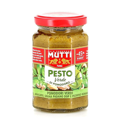 12 x Mutti Pesto Verde Pomodori Verdi Green Tomato Pesto Pasta Sauce 100% Italian Tomato Jar 180 g Seasoning Sauces with Cashew Nuts, Grana Padano and Pecorino Romano