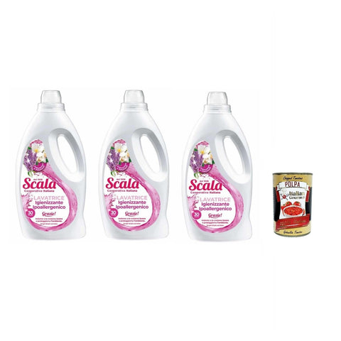 Scala Detergente Lavatrice Gelsomino e Patchouli 1.5 L Liquid Detergent Jasmine and Patchouli, 3 x 1.5 L + Italian Gourmet Polpa 400 g