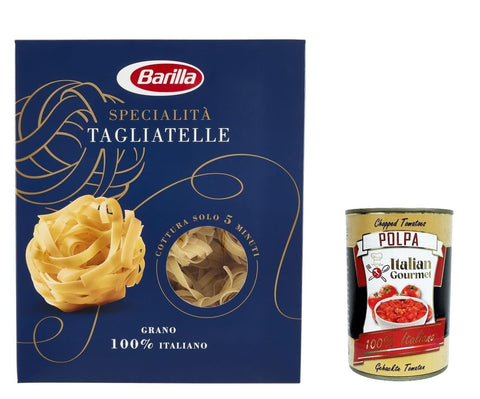 5 x Pasta Barilla Specialità Tagliatelle, 100% Italian Pasta, 500 g Pack + Italian Gourmet Polpa 400 g