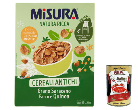 6 x Misura Natura Ricca Ancient Cereals Buckwheat Spelt and Quinoa 350 g + Italian Gourmet Polpa 400 g