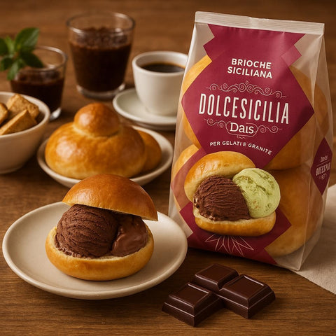 Dolcesicilia Brioche Siciliana per Gelato e Granita Sicilian Brioche for Ice Cream and Granita 10x 280g